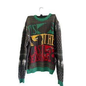 Game of Thrones Mens Gray Tis The Last Season Christmas Holiday Sweater Small